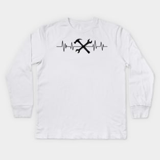 engineer heartbeat , Engineering lover tech Kids Long Sleeve T-Shirt